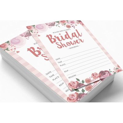 50 Cartões Florais para Chá de Noiva e Despedida de Solteira, em Lote, Quadrados em Branco, Preenchíveis, Ideias de Presente - Inkdotpot 12,7 Cm × 17,78 Cm / Branco - Conjunto de Jogos