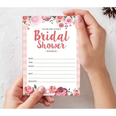 50 Cartões Florais para Chá de Noiva e Despedida de Solteira, em Lote, Quadrados em Branco, Preenchíveis, Ideias de Presente - Inkdotpot 12,7 Cm × 17,78 Cm / Branco - Conjunto de Jogos
