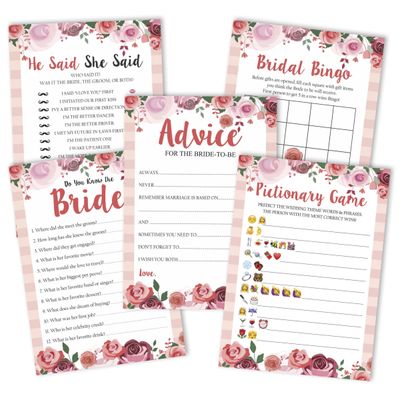 50 Cartões Florais para Chá de Noiva e Despedida de Solteira, em Lote, Quadrados em Branco, Preenchíveis, Ideias de Presente - Inkdotpot 12,7 Cm × 17,78 Cm / Branco - Conjunto de Jogos