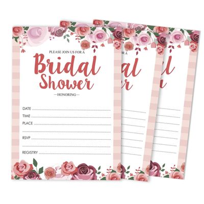 50 Cartões Florais para Chá de Noiva e Despedida de Solteira, em Lote, Quadrados em Branco, Preenchíveis, Ideias de Presente - Inkdotpot 12,7 Cm × 17,78 Cm / Branco - Conjunto de Jogos