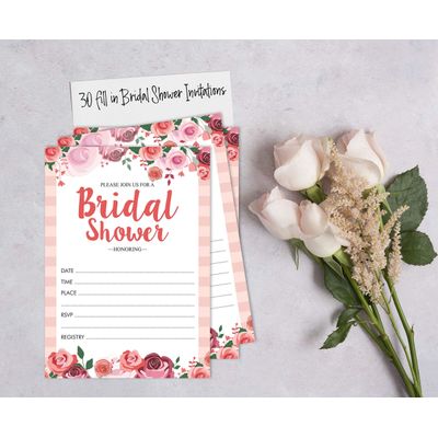 50 Cartões Florais para Chá de Noiva e Despedida de Solteira, em Lote, Quadrados em Branco, Preenchíveis, Ideias de Presente - Inkdotpot 12,7 Cm × 17,78 Cm / Branco - Conjunto de Jogos