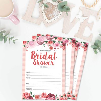 50 Cartões Florais para Chá de Noiva e Despedida de Solteira, em Lote, Quadrados em Branco, Preenchíveis, Ideias de Presente - Inkdotpot 12,7 Cm × 17,78 Cm / Branco - Conjunto de Jogos