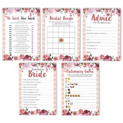 50 Cartões Florais para Chá de Noiva e Despedida de Solteira, em Lote, Quadrados em Branco, Preenchíveis, Ideias de Presente - Inkdotpot 12,7 Cm × 17,78 Cm / Branco - Conjunto de Jogos