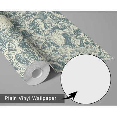Papel de Parede com Esboço Animal - Estampa Selva, Vinil Autoadesivo, Revestimento Decorativo, Fácil de Aplicar para Quarto e Sala - S4Sassy 63,5 cm (L) × 304,8 cm (C) / Bege - Vinil Texturizado
