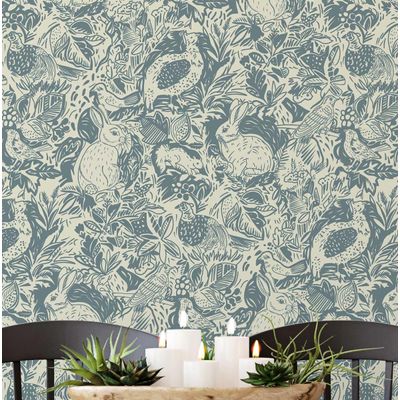 Papel de Parede com Esboço Animal - Estampa Selva, Vinil Autoadesivo, Revestimento Decorativo, Fácil de Aplicar para Quarto e Sala - S4Sassy 63,5 cm (L) × 304,8 cm (C) / Bege - Vinil Texturizado