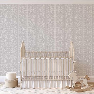 Papel de Parede Autoadesivo Art Déco Linhas, Contact Impermeável Cinza, Removível para Locatários, Quarto/Sala de Jantar - S4sassy 63,5 cm (L) × 914,4 cm (C) / Cinza - Vinil Liso