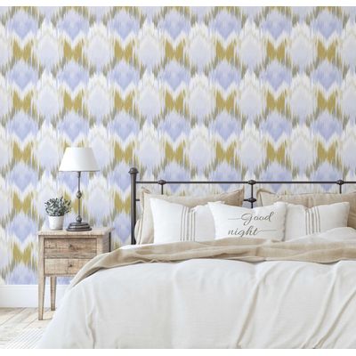 Papel de Parede com Estampa Ikat Rosa, Vinil Autoadesivo, Envelopamento Fácil DIY para Quarto Infantil e Sala de Brincar - S4Sassy 63,5 cm (L) × 152,4 cm (C) / Rosa - Vinil Texturizado