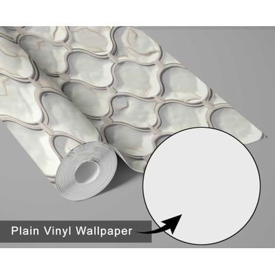 Revestimento de Parede Vintage Mosaico Liso Impermeável, Contact Estampa Arabesco para Backsplash, Vinil Autoadesivo, DIY, Branco - S4Sassy 63,5 cm (L) × 304,8 cm (C) / Branco - Vinil Liso