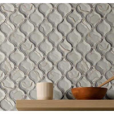 Revestimento de Parede Vintage Mosaico Liso Impermeável, Contact Estampa Arabesco para Backsplash, Vinil Autoadesivo, DIY, Branco - S4Sassy 63,5 cm (L) × 304,8 cm (C) / Branco - Vinil Liso
