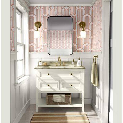 Revestimento de Parede Autoadesivo Vinílico Removível, Estampa Arco Geométrico Laranja para Quarto, Banheiro e Closet - S4Sassy 63,5 cm (L) × 304,8 cm (C) / Laranja - Vinil Texturizado