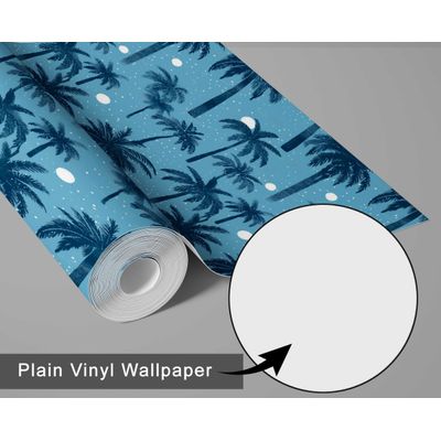 Papel de Parede Tropical Azul Paraíso de Palmeiras Vinil Autoadesivo Envoltório Decorativo DIY Fácil para Quarto, Sala e Ambientes - S4Sassy 63,5 cm (L) × 914,4 cm (C) / Azul - Vinil Texturizado