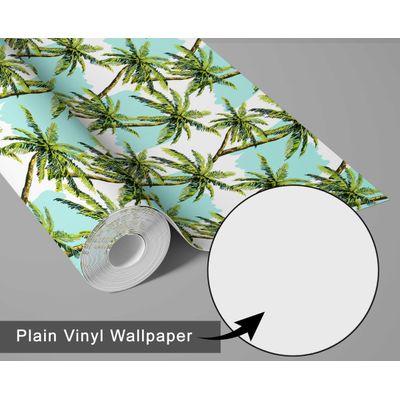 Papel de Parede Padrão Coqueiro Verde - Vinílico Autoadesivo, Decorativo, Instalação DIY Fácil para Quarto e Sala de Estar - S4Sassy 63,5 cm (L) × 152,4 cm (C) / Verde - Vinil Texturizado