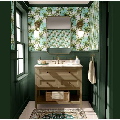 Papel de Parede Padrão Coqueiro Verde - Vinílico Autoadesivo, Decorativo, Instalação DIY Fácil para Quarto e Sala de Estar - S4Sassy 63,5 cm (L) × 152,4 cm (C) / Verde - Vinil Texturizado