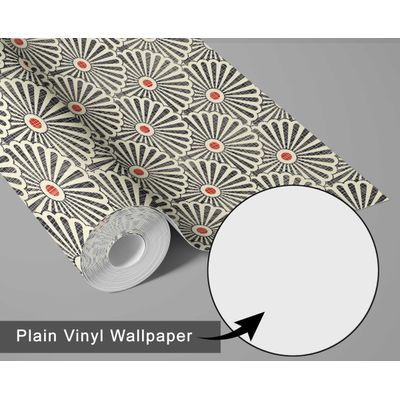 Papel de Parede Autoadesivo Removível em Vinil Padrão Floral Art Déco em Leque, Cinza — Mural para Quarto, Banheiro e Lavanderia - S4Sassy 63,5 cm (L) × 609,6 cm (C) / Cinza - Vinil Texturizado