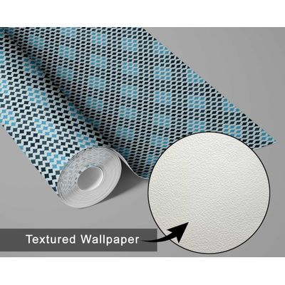 Papel de Parede Autoadesivo Geométrico Vinílico Impermeável Azul, Removível, para Inquilinos, para Quarto e Sala de Jantar - S4sassy 63,5 cm (L) × 609,6 cm (C) / Azul - Vinil Texturizado