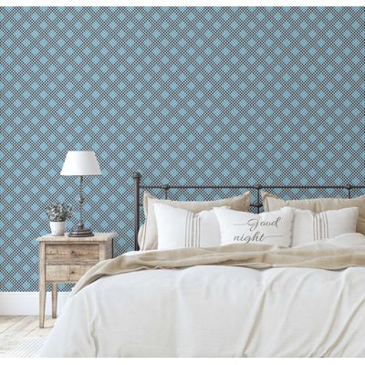 Papel de Parede Autoadesivo Geométrico Vinílico Impermeável Azul, Removível, para Inquilinos, para Quarto e Sala de Jantar - S4sassy 63,5 cm (L) × 609,6 cm (C) / Azul - Vinil Texturizado