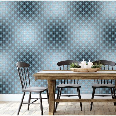 Papel de Parede Autoadesivo Geométrico Vinílico Impermeável Azul, Removível, para Inquilinos, para Quarto e Sala de Jantar - S4sassy 63,5 cm (L) × 609,6 cm (C) / Azul - Vinil Texturizado