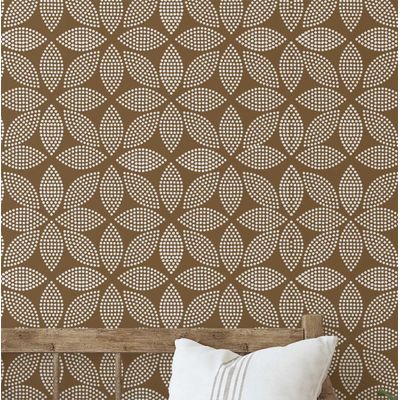 Papel de Parede Vinílico Autoadesivo, Estampa Floral Dot Blossom, Impermeável, Marrom, Removível, para Quartos e Salas - S4Sassy 63,5 cm (L) × 152,4 cm (C) / Marrom - Vinil Texturizado