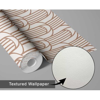 Papel de Parede Autoadesivo Arco Geométrico em Vinil Removível Marrom para Quarto, Banheiro, Lavanderia, Interior de Closet - S4Sassy 63,5 cm (L) × 914,4 cm (C) / Marrom - Vinil Texturizado