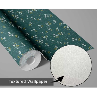 Papel de Parede Autoadesivo Removível Floral Petite Midnight, Mural Instantâneo Verde para Quarto, Banheiro, Lavanderia, Closet - S4Sassy 63,5 cm (L) × 304,8 cm (C) / Verde - Vinil Texturizado