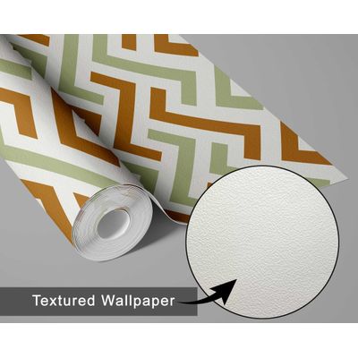 Papel de Parede Autoadesivo Zigzag Labirinto Verde, Vinil Removível DIY, Papel Contact para Parede de Entrada, Decoração Fácil - S4sassy 63,5 cm (L) × 914,4 cm (C) / Verde - Vinil Texturizado