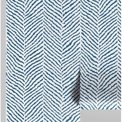 Papel de Parede Vinílico Autoadesivo Estampa Animal Vibes à prova d'água Azul Removível para Quartos e Salas, para Inquilinos - S4Sassy 63,5 cm (L) × 152,4 cm (C) / Azul - Vinil Texturizado