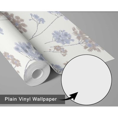Papel de Parede Autoadesivo Instantâneo Vinil Removível Floral Pastel Mural Moderno Azul para Quarto, Banheiro, Lavanderia, Closet - S4Sassy 63,5 cm (L) × 152,4 cm (C) / Azul - Vinil Texturizado