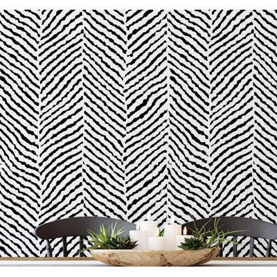 Papel de Parede Vinílico Autoadesivo Estampa Animal Vibes Impermeável Removível Preto para Quartos, Salas e Espaços de Aluguel - S4Sassy 63,5 cm (L) × 304,8 cm (C) / Preto - Vinil Liso