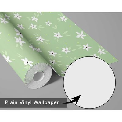 Papel de Parede Floral Verde Autoadesivo em Vinil, Fácil Aplicação para Quarto Infantil e Sala de Brincar - S4Sassy 63,5 cm (L) × 304,8 cm (C) / Verde - Vinil Liso