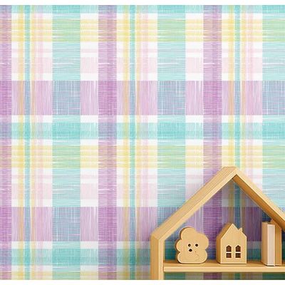 Papel de Parede Xadrez Verde Autoadesivo em Vinil, Fácil Aplicação para Quarto Infantil e Brinquedoteca - S4Sassy 63,5 cm (L) × 914,4 cm (C) / Verde - Vinil Liso