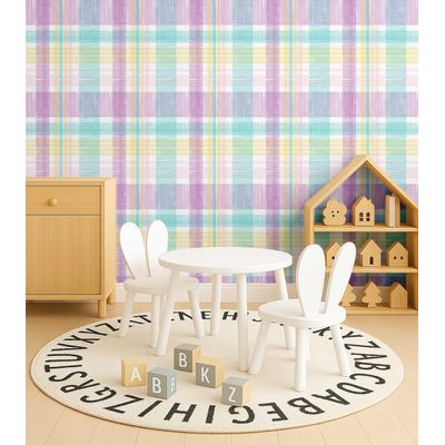 Papel de Parede Xadrez Verde Autoadesivo em Vinil, Fácil Aplicação para Quarto Infantil e Brinquedoteca - S4Sassy 63,5 cm (L) × 914,4 cm (C) / Verde - Vinil Liso