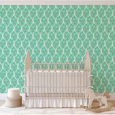 Papel de Parede Verde com Folhas em Gota — Botânico Monocromático, Vinílico Autoadesivo, DIY Fácil para Quarto e Sala - S4Sassy 63,5 cm (L) × 914,4 cm (C) / Verde - Vinil Texturizado