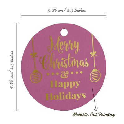 Etiquetas de Papel Metalizadas para Artesanato e Lembrancinhas Pendentes Feliz Natal & Boas Festas - Inkdotpot 100 Etiquetas Metalizadas / Rosa - Prata