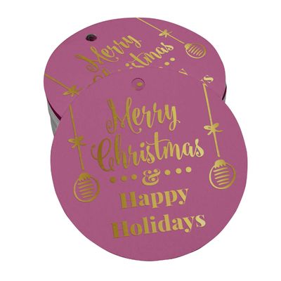 Etiquetas de Papel Metalizadas para Artesanato e Lembrancinhas Pendentes Feliz Natal & Boas Festas - Inkdotpot 100 Etiquetas Metalizadas / Rosa - Prata