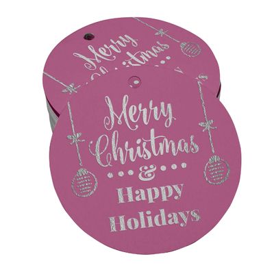 Etiquetas de Papel Metalizadas para Artesanato e Lembrancinhas Pendentes Feliz Natal & Boas Festas - Inkdotpot 100 Etiquetas Metalizadas / Rosa - Prata