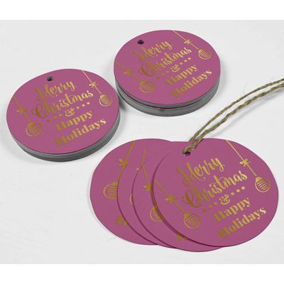Etiquetas de Papel Metalizadas para Artesanato e Lembrancinhas Pendentes Feliz Natal & Boas Festas - Inkdotpot 100 Etiquetas Metalizadas / Rosa - Prata