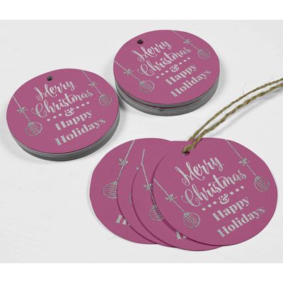 Etiquetas de Papel Metalizadas para Artesanato e Lembrancinhas Pendentes Feliz Natal & Boas Festas - Inkdotpot 100 Etiquetas Metalizadas / Rosa - Prata