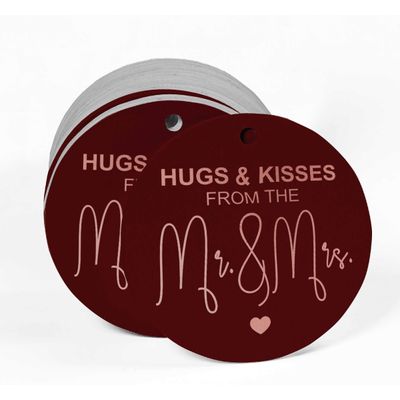 'Hugs & Kisses' Etiquetas de Papel para Lembrancinhas de Casamento com Foil Artesanal para Pendurar - Inkdotpot 100 Etiquetas Metalizadas / Vermelho - Ouro Rosé