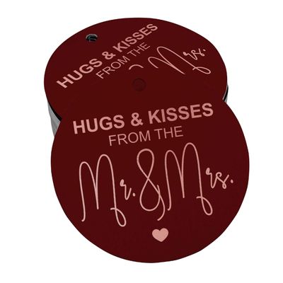 'Hugs & Kisses' Etiquetas de Papel para Lembrancinhas de Casamento com Foil Artesanal para Pendurar - Inkdotpot 100 Etiquetas Metalizadas / Vermelho - Ouro Rosé
