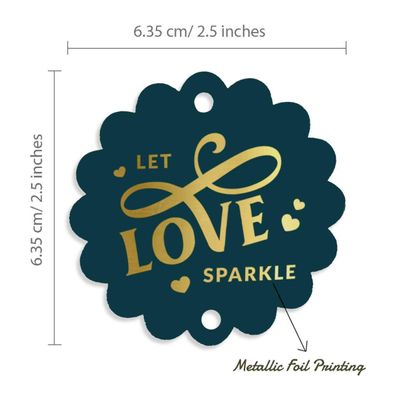 Etiquetas de Papel para Lembrancinhas de Casamento 'Let Love Sparkle' com Foil para Pendurar - Inkdotpot 100 Etiquetas Metalizadas / Azul - Prata