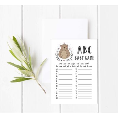 50 Cartões Alfabeto ABC para Bebê com Urso Tema Animal Neutro de Gênero Suprimentos para Festa - Inkdotpot 12,7 Cm × 17,78 Cm / Branco - O Que Tem na Sua Bolsa