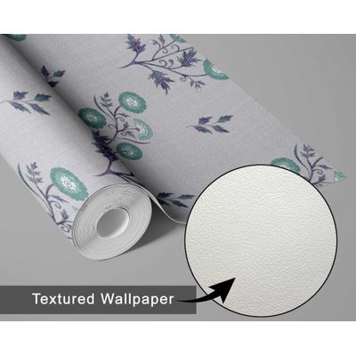 Papel de Parede Botânico Estilo Asiático Vinílico Autoadesivo, Decorativo Fácil de Aplicar para Quarto e Sala - Verde - S4Sassy 63,5 cm (L) × 152,4 cm (C) / Verde - Vinil Texturizado