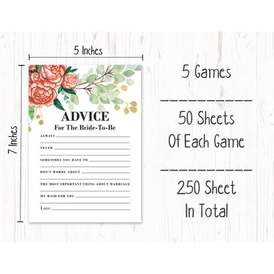 Cartões Quadrados em Branco para Chá de Noiva e Despedida de Solteira, Ideias de Presentes para Preencher, Pacote com 50 - Inkdotpot 12,7 Cm × 17,78 Cm / Branco - Conjunto de Jogos