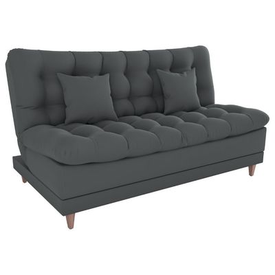 Sofa Cama 2 Lugares 185 Cm Duda Veludo Light B250 Milani Store Cinza