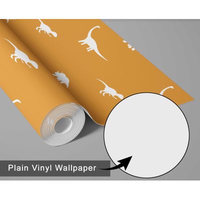 Papel de Parede Estampado Dinossauro Amarelo, Vinil Autoadesivo, Revestimento Fácil para Quarto Infantil e Sala de Brincar - S4Sassy 63,5 cm (L) × 304,8 cm (C) / Amarelo - Vinil Liso