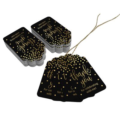 Etiquetas Pendentes de Papel Metalizado 'Thank You For Celebrating With Me' para Lembrancinhas de Aniversário - Inkdotpot 100 Etiquetas Metalizadas / Preto - Dourado
