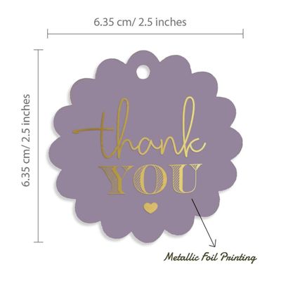 Etiquetas de Papel Metalizado Obrigado para Lembrancinhas de Chá de Noiva - Inkdotpot 100 Etiquetas Metalizadas / Roxo - Dourado