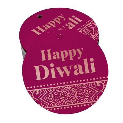 Etiquetas Pendentes de Papel Metalizado Feliz Diwali para Lembrancinhas - Inkdotpot 50 Etiquetas Metalizadas / Rosa - Ouro Rosé