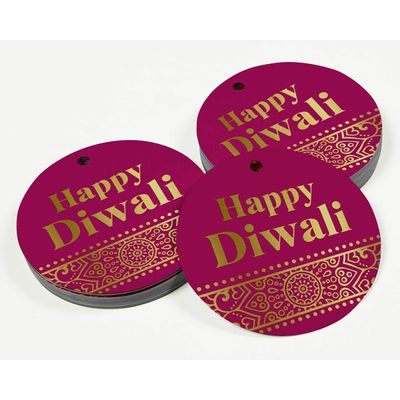Etiquetas Pendentes de Papel Metalizado Feliz Diwali para Lembrancinhas - Inkdotpot 50 Etiquetas Metalizadas / Rosa - Ouro Rosé