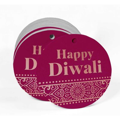 Etiquetas Pendentes de Papel Metalizado Feliz Diwali para Lembrancinhas - Inkdotpot 50 Etiquetas Metalizadas / Rosa - Ouro Rosé